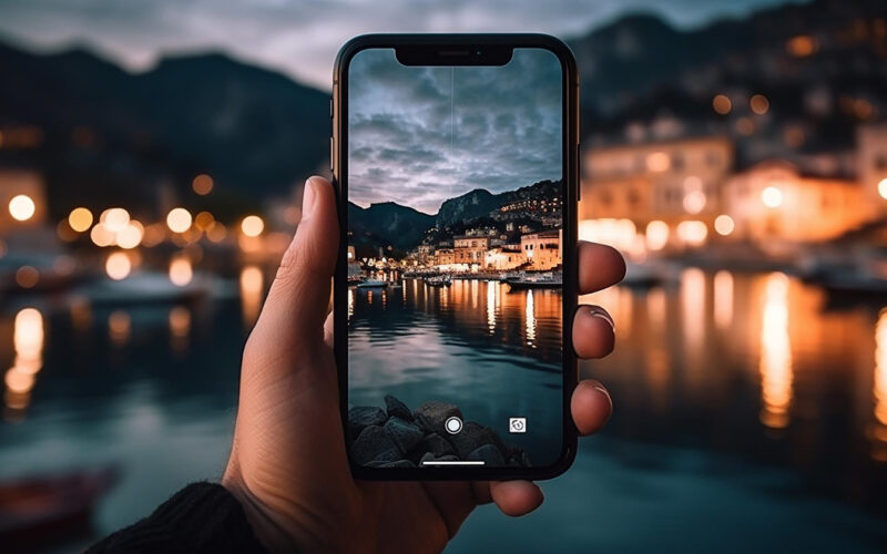 Foto del río en el teléfono