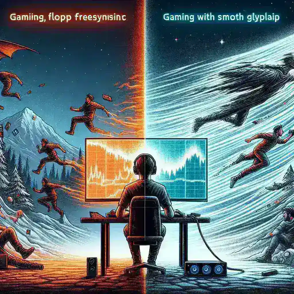 "Pantalla de videojuego mostrando tecnología FreeSync en acción, mejorando la fluidez y la experiencia visual durante el juego."