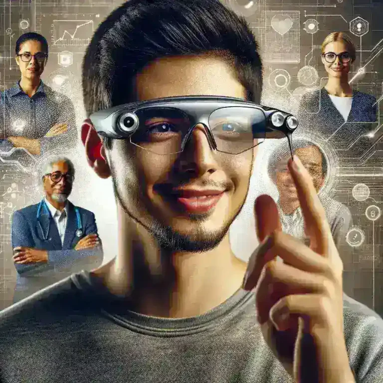 "Smart glasses developed by Spanish startups for people with visual disabilities, showcasing innovative technology designed to enhance accessibility and independence."