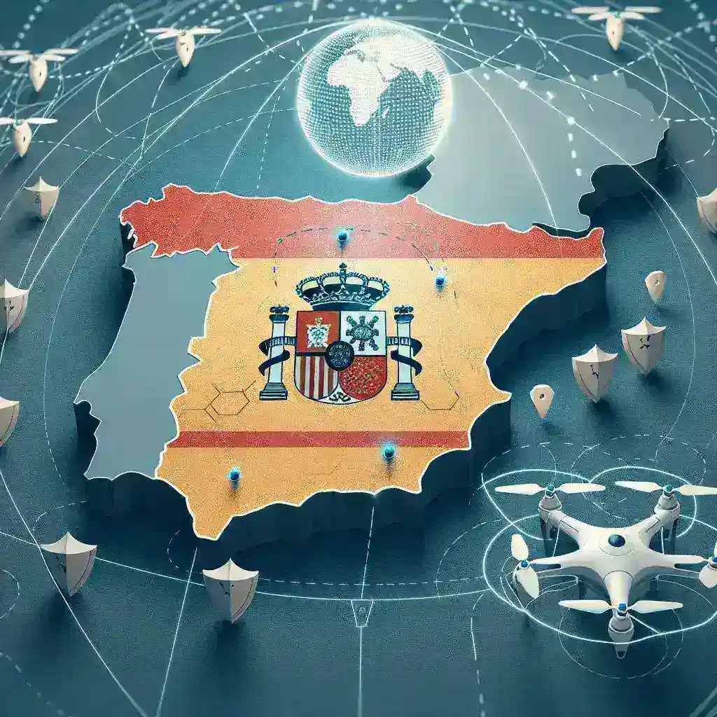 "Soldado español revisando un sistema de defensa contra drones en un campo militar, en el contexto de la estrategia de España frente a amenazas rusas y su impacto en la geopolítica actual."