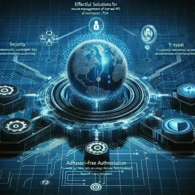 "Infografía sobre la gestión segura de APIs internas, destacando soluciones efectivas y mejores prácticas según la guía completa 2024"